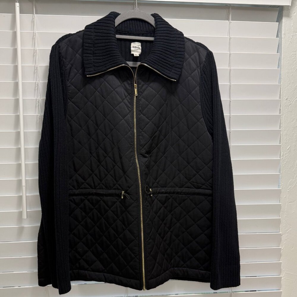 Rafaella Women's Weekend long sleeve black sweater jacket,  Size XL